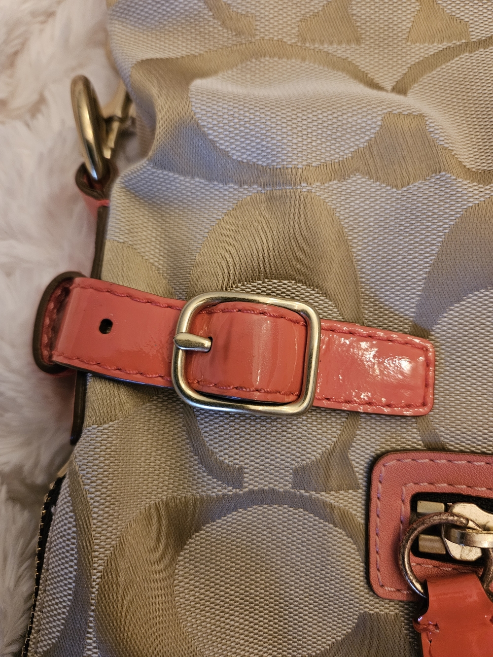 Y2K✨️Coach Bonnie Foldover Canvas Tote w/ Coral Trim - Picture 11 of 16